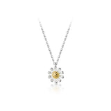 S925 Silver Necklace Female Korean Style Summer Fresh Flower Fresh Autumn Chrysanthemum Short Clavicle Chain TWINKLE QUEEN