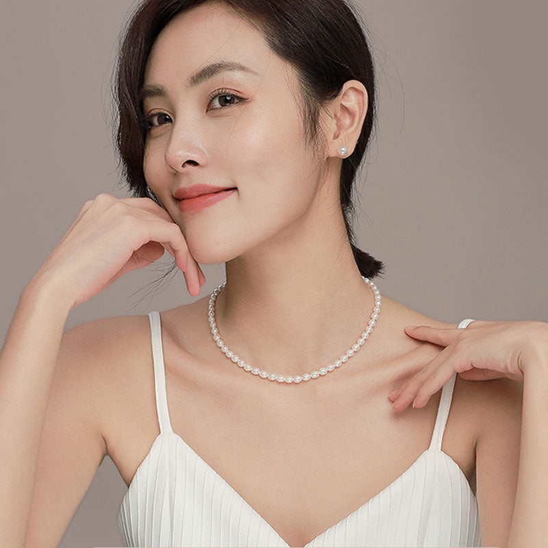 Natural Freshwater Pearl Necklace Strong Light Women's Summer Clavicle Chain High-grade All-match Beaded Jewelry Neck Chain TWINKLE QUEEN