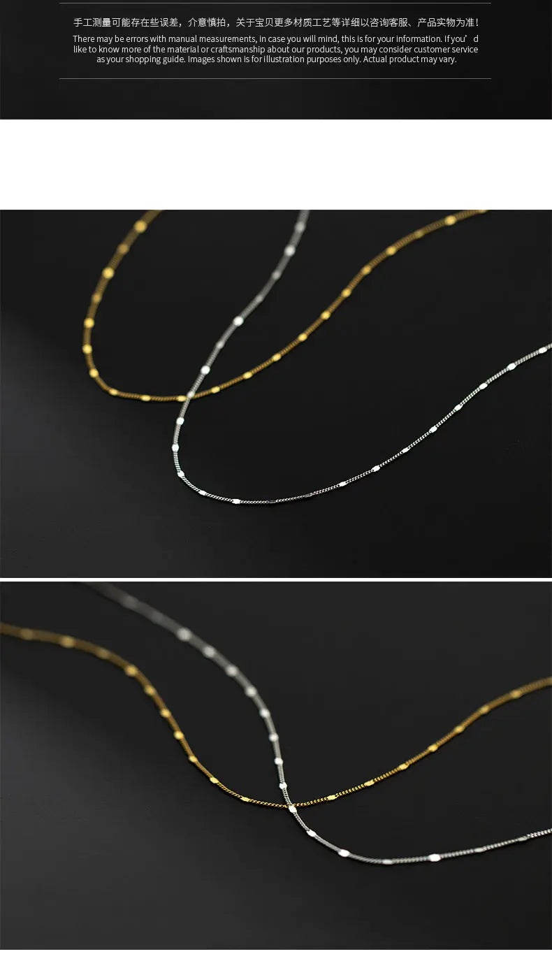 S925 Silver Necklace Female Korean Style Elegant Simple Side Chain Personality Square Piece Sweet Clavicle Chain TWINKLE QUEEN