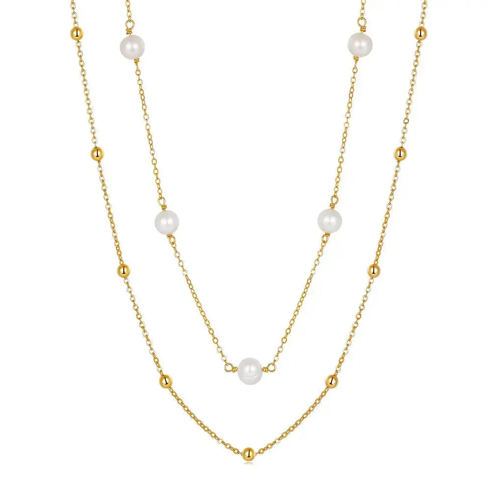 Freshwater pearl necklace 14K gold S925 silver light luxury temperament necklace clavicle chain women TWINKLE QUEEN