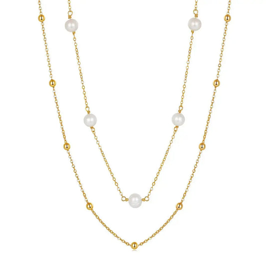 Freshwater pearl necklace 14K gold S925 silver light luxury temperament necklace clavicle chain women TWINKLE QUEEN