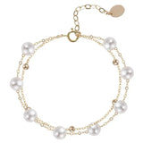 S925 Sterling Silver Jewelry Double-layer Pearl Gimmel Bracelet Women's Spring and Summer Fashion Jewelry Light Luxury High-end Color-free TWINKLE QUEEN