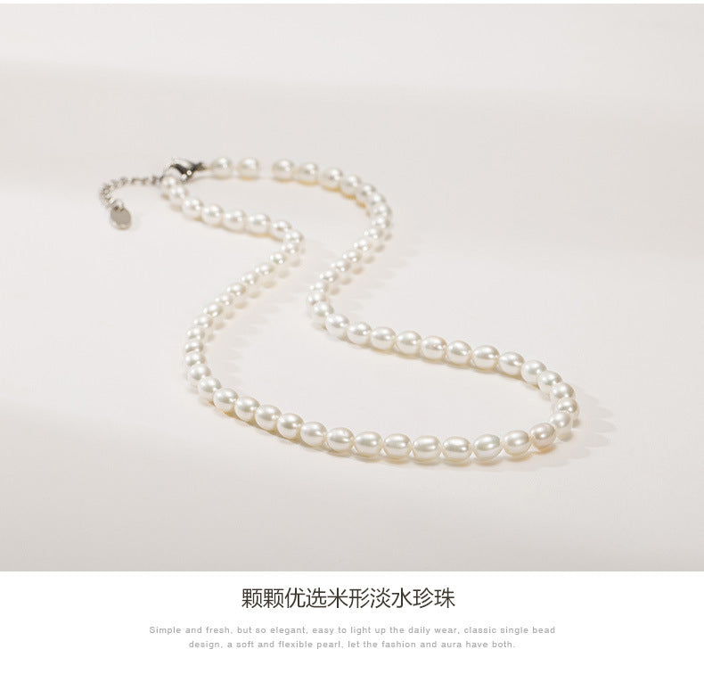 Natural Freshwater Pearl Necklace Strong Light Women's Summer Clavicle Chain High-grade All-match Beaded Jewelry Neck Chain TWINKLE QUEEN