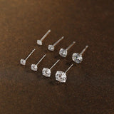 S925 Sterling Silver Four-Claw Earrings Women's Simple Zircon Diamond Earrings Advanced Sense Earrings Women's Ear Holes Anti-blocking Earrings Including Push Back TWINKLE QUEEN