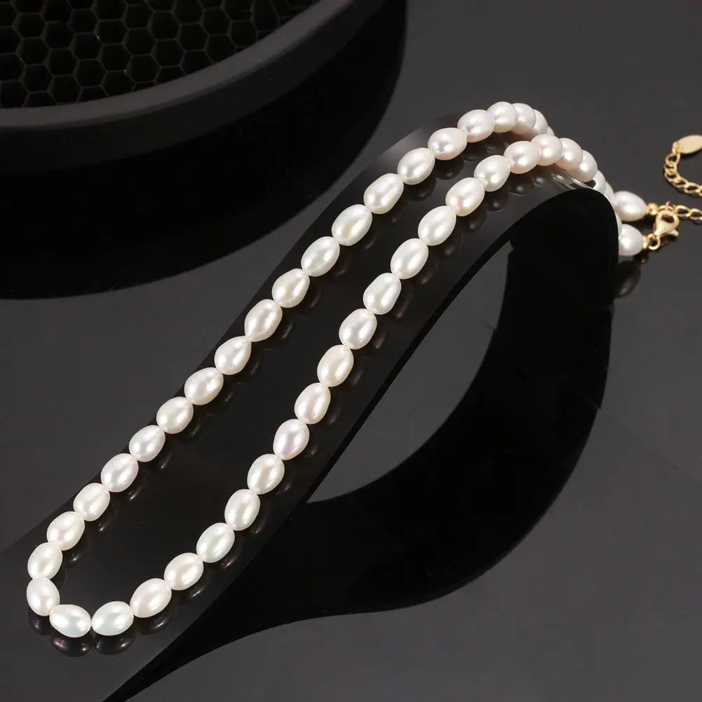 Classic natural freshwater pearl necklace S925 sterling silver chain adjustable necklace manufacturers wholesale clavicle chain TWINKLE QUEEN