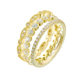 S925 Sterling Silver Distinctive Full Diamond Combination Ring Women's European and American Light Luxury ins Fashion Simple Diamond Ring Jewelry TWINKLE QUEEN