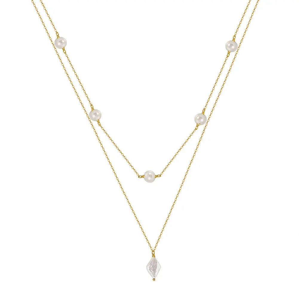 Distinctive Pearl Necklace Stacked with 925 Silver  Cross-border ins Style Irregular Baroque Pearl Ornaments TWINKLE QUEEN