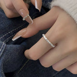 S925 sterling silver pearl ring geometric broken silver irregular design Joint ring light luxury fashion personality tail ring TWINKLE QUEEN