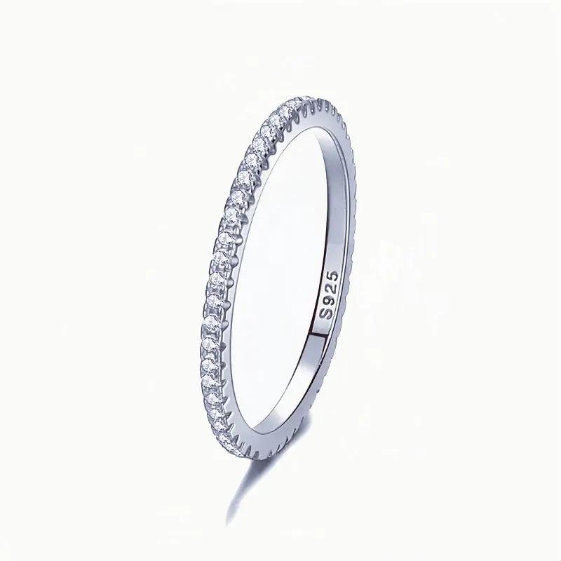 Silver S925 Sterling Silver Niche High-end Ring Women's Simple Full Diamond Finger Ring Super Fairy Gestapa Handpiece TWINKLE QUEEN