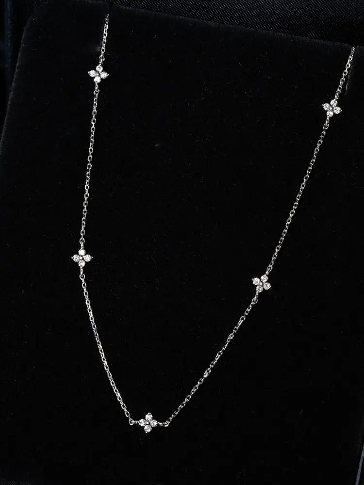 S925 Sterling Silver Necklace Four-leaf Clover Plated 18K Gold Light Luxury Star Elegant High-grade Glep New Arch Chain TWINKLE QUEEN