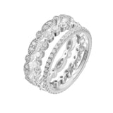 S925 Sterling Silver Distinctive Full Diamond Combination Ring Women's European and American Light Luxury ins Fashion Simple Diamond Ring Jewelry TWINKLE QUEEN