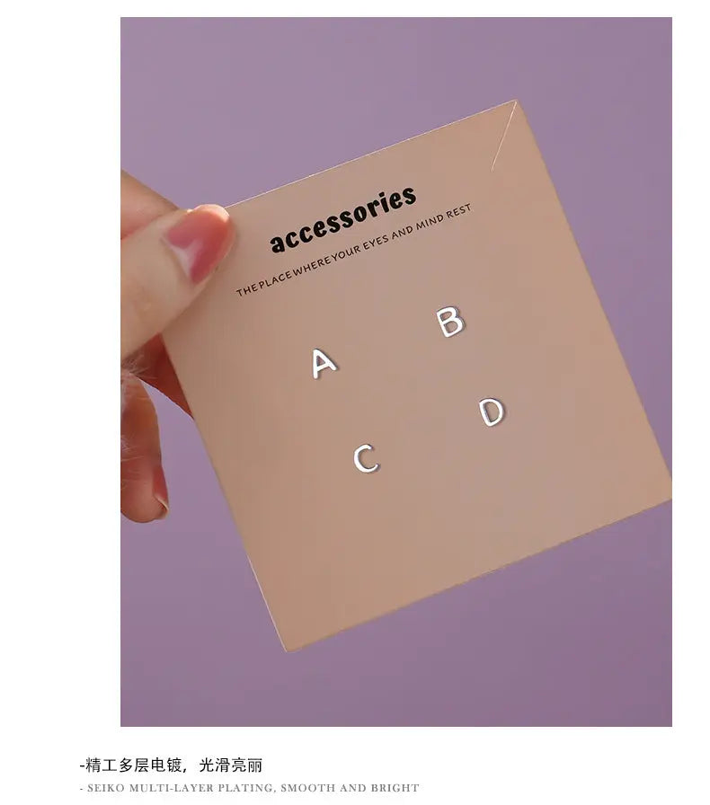 S999 Silver Plain 26 Letter Earrings ins Simple Personality All-Match Fashion Elegant DIY Sterling Silver Ear Bone Earrings TWINKLE QUEEN
