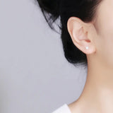 S925 Sterling Silver Four-Claw Earrings Women's Simple Zircon Diamond Earrings Advanced Sense Earrings Women's Ear Holes Anti-blocking Earrings Including Push Back TWINKLE QUEEN