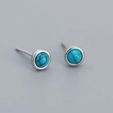 Japanese and Korean s925 Silver ins Niche Design High-grade Sense Geometric Round Agate Pine Stone Earrings Earrings TWINKLE QUEEN