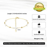 Natural Shell 14K Gold Plated 925 Sterling Silver Four-leaf Clover Anklet TQ