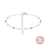 Natural Shell 14K Gold Plated 925 Sterling Silver Four-leaf Clover Anklet TQ