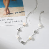 Natural Shell 14K Gold Plated 925 Sterling Silver Four-leaf Clover Anklet TQ