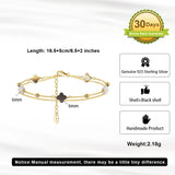 Black shell 14K Gold Plated 925 Sterling Silver Four-leaf Clover Double Bracelet TQ