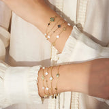 Natural Shell 14K Gold Plated 925 Sterling Silver Four-Leaf Clover Bracelet TQ