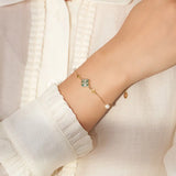 Shell Pearls Malachite 14K Gold Plated 925 Sterling Silver Double Shell Pearl Four-leaf Clover Bracelet TQ