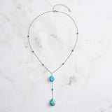 Turquoise 14K Gold Plated 925 Sterling Silver Retro Y Shape Necklace TQ