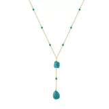 Turquoise 14K Gold Plated 925 Sterling Silver Retro Y Shape Necklace TQ