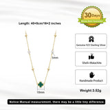 Shell Pearls Malachite 14K Gold Plated 925 Sterling Silver Pendant Necklace TQ