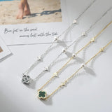 Shell Pearls Malachite 14K Gold Plated 925 Sterling Silver Pendant Necklace TQ