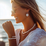 Cultured Freashwater Pearl 14K Gold Plated 925 Sterling Silver Extension Paper Clip Bracelet TQ