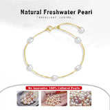 Cultured Freashwater Pearl 14K Gold Plated Irregular 925 Sterling Silver 4MM Baroque Bracelet TQ