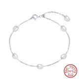 Cultured Freashwater Pearl 14K Gold Plated Irregular 925 Sterling Silver 4MM Baroque Bracelet TQ