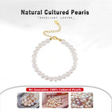 Cultured Freashwater Pearl 14K Gold Plated 925 Sterling Silver Fully Round Beaded Bracelet TQ