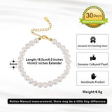 Cultured Freashwater Pearl 14K Gold Plated 925 Sterling Silver Fully Round Beaded Bracelet TQ