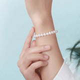 Cultured Freashwater Pearl 14K Gold Plated 925 Sterling Silver Fully Round Beaded Bracelet TQ