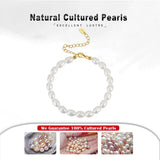 Cultured Freashwater Pearl 14K Gold Plated 925 Sterling Silver Fully Beaded Bracelet TQ