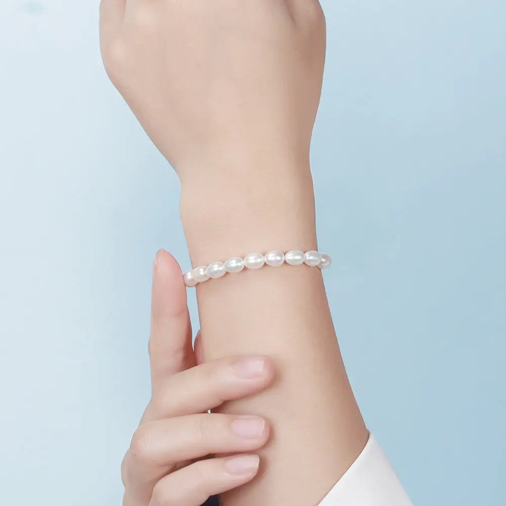 Cultured Freashwater Pearl 14K Gold Plated 925 Sterling Silver Fully Beaded Bracelet TQ