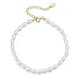 Cultured Freashwater Pearl 14K Gold Plated 925 Sterling Silver Fully Beaded Bracelet TQ