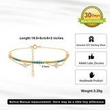 Cultured Freshwater Pearl 14K Gold Plated 925 Silver Ocean Blue Tennis Bracelet TQ