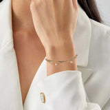 Cultured Freshwater Pearl 14K Gold Plated 925 Silver Ocean Blue Tennis Bracelet TQ