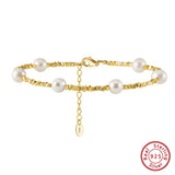 Cultured Freshwater Pearl Irregular 925 Silver Vintage Bracelet TQ