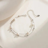 Cultured Freshwater Pearl 14K Gold Plated 925 Sterling Silver Stacking Bracelet TQ