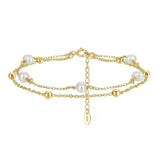 Cultured Freshwater Pearl 14K Gold Plated 925 Sterling Silver Stacking Bracelet TQ