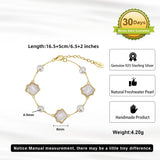 Cultured Freshwater Pearl 14K Gold Plated Natural Shell 925 Sterling Silver Bracelet TQ