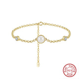 Cultured Freshwater Pearl 14K Gold Plated 925 Sterling Silver Double Zircon Bracelet TQ