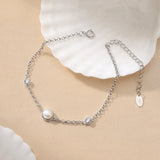 Cultured Freshwater Pearl 14K Gold Plated 925 Sterling Silver Double Zircon Bracelet TQ