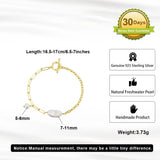Cultured Freshwater Pearl 14K Gold Plated 925 Sterling Silver Baroque Bracelet TQ