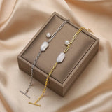 Cultured Freshwater Pearl 14K Gold Plated 925 Sterling Silver Baroque Bracelet TQ