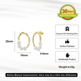 Freashwater Pearl 925 Sterling Silver 14K Gold Plated Large Hoop Earrings TQ