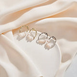 Freashwater Pearl 925 Sterling Silver 14K Gold Plated Large Hoop Earrings TQ