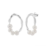 Freashwater Pearl 925 Sterling Silver 14K Gold Plated Large Hoop Earrings TQ